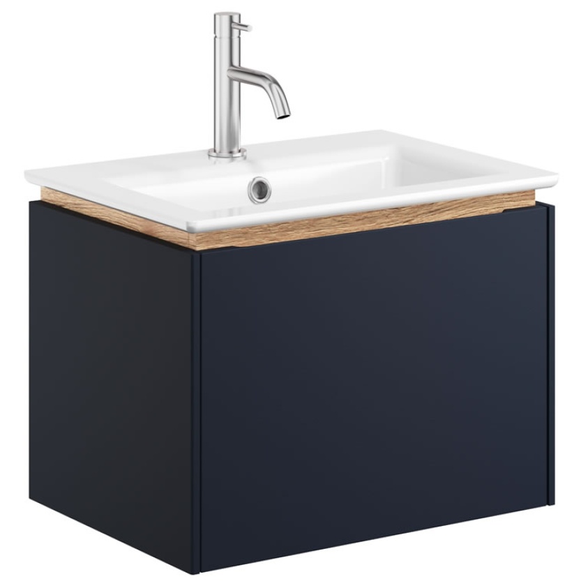 Cutout image of Crosswater Mada 500mm Deep Indigo Blue Wall-Hung Vanity Unit & Basin